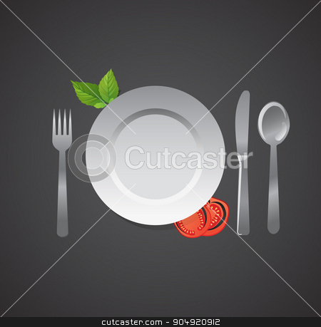 To use this stock image in your creative project, please select the size you need over to the right and click the "Add to Cart" button.
Your downloaded image will come with the Cutcaster watermark removed so don’t worry about the watermark you see on this page. Blank Plate and accessories on black gackground stock vector clipart, Blank Plate and accessories on black background by Khanong Wiboolkul