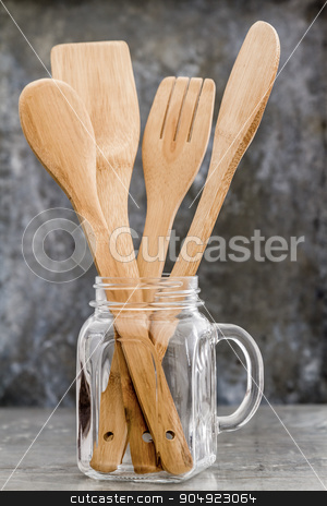 To use this stock image in your creative project, please select the size you need over to the right and click the "Add to Cart" button.
Your downloaded image will come with the Cutcaster watermark removed so don’t worry about the watermark you see on this page. Unused Wooden Kitchen Utensils Like Spoon, Spatula and Fork stock photo, Unused wooden kitchen utensils like spoon, spatula and fork on gray background by OZMedia