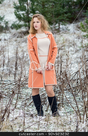 To use this stock image in your creative project, please select the size you need over to the right and click the "Add to Cart" button.
Your downloaded image will come with the Cutcaster watermark removed so don’t worry about the watermark you see on this page. Winter portrait of the girl. stock photo, Winter portrait of the girl. a bright orange coat. by oleksandrmasnyi