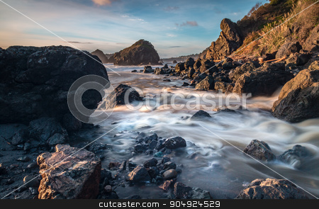 To use this stock image in your creative project, please select the size you need over to the right and click the "Add to Cart" button.
Your downloaded image will come with the Cutcaster watermark removed so don’t worry about the watermark you see on this page. Rocky Pacific Coastline at Sunset stock photo, Long-exposure color image of the Pacific coastline at Sunset by Jeffrey Schwartz