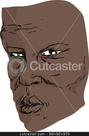 To use this stock image in your creative project, please select the size you need over to the right and click the "Add to Cart" button.
Your downloaded image will come with the Cutcaster watermark removed so don’t worry about the watermark you see on this page. Face of Serious Man stock vector clipart, Freehand drawing of older serious Black man by Eric Basir