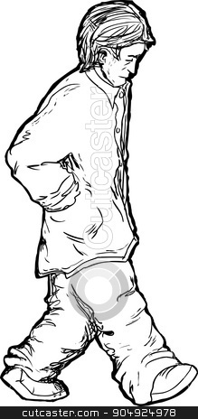 To use this stock image in your creative project, please select the size you need over to the right and click the "Add to Cart" button.
Your downloaded image will come with the Cutcaster watermark removed so don’t worry about the watermark you see on this page. Sad Man Walking Outline stock vector clipart, Outline of Caucasian man with hands in pockets walking alone by Eric Basir