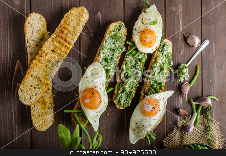 To use this stock image in your creative project, please select the size you need over to the right and click the "Add to Cart" button.
Your downloaded image will come with the Cutcaster watermark removed so don’t worry about the watermark you see on this page. Baguette with herb butter stock photo, Healthy rustic baguette with herb butter and vegetables by Peteer