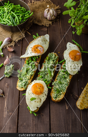 To use this stock image in your creative project, please select the size you need over to the right and click the "Add to Cart" button.
Your downloaded image will come with the Cutcaster watermark removed so don’t worry about the watermark you see on this page. Baguette with herb butter stock photo, Healthy rustic baguette with herb butter and vegetables by Peteer