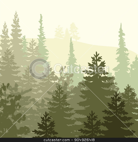 To use this stock image in your creative project, please select the size you need over to the right and click the "Add to Cart" button.
Your downloaded image will come with the Cutcaster watermark removed so don’t worry about the watermark you see on this page. Panorama of wild coniferous forest stock vector clipart, Vector panorama of wild coniferous forest with pines by ElemenTxD