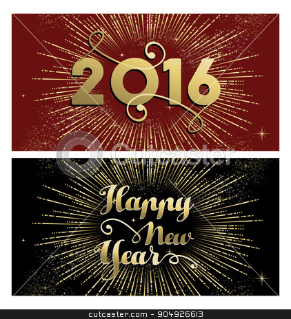To use this stock image in your creative project, please select the size you need over to the right and click the "Add to Cart" button.
Your downloaded image will come with the Cutcaster watermark removed so don’t worry about the watermark you see on this page. New Year 2016 gold firework banner card set stock vector clipart, Happy New Year 2016 banner greeting card set with gold text and firework explosion. EPS10 vector. by Cienpies Design
