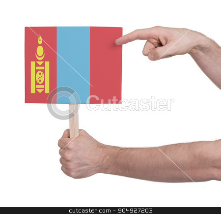 To use this stock image in your creative project, please select the size you need over to the right and click the "Add to Cart" button.
Your downloaded image will come with the Cutcaster watermark removed so don’t worry about the watermark you see on this page. Hand holding small card - Flag of Mongolia stock photo, Hand holding small card, isolated on white - Flag of Mongolia by michaklootwijk