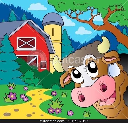 To use this stock image in your creative project, please select the size you need over to the right and click the "Add to Cart" button.
Your downloaded image will come with the Cutcaster watermark removed so don’t worry about the watermark you see on this page. Farm theme with lurking cow stock vector clipart, Farm theme with lurking cow - eps10 vector illustration. by Klara Viskova