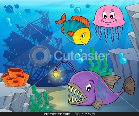 To use this stock image in your creative project, please select the size you need over to the right and click the "Add to Cart" button.
Your downloaded image will come with the Cutcaster watermark removed so don’t worry about the watermark you see on this page. Ocean fauna topic image 3 stock vector clipart, Ocean fauna topic image 3 - eps10 vector illustration. by Klara Viskova