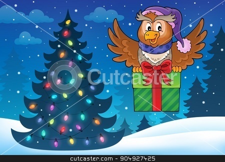 To use this stock image in your creative project, please select the size you need over to the right and click the "Add to Cart" button.
Your downloaded image will come with the Cutcaster watermark removed so don’t worry about the watermark you see on this page. Owl with gift theme image 5 stock vector clipart, Owl with gift theme image 5 - eps10 vector illustration. by Klara Viskova