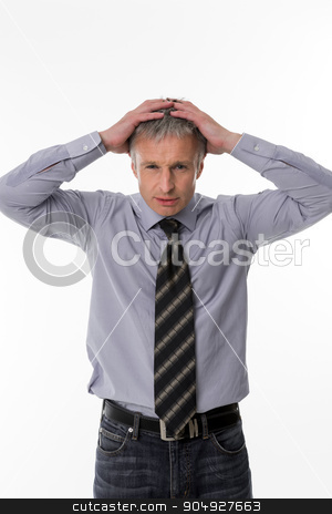 To use this stock image in your creative project, please select the size you need over to the right and click the "Add to Cart" button.
Your downloaded image will come with the Cutcaster watermark removed so don’t worry about the watermark you see on this page. Unsuccessful businessman. stock photo, Handsome unsuccessful businessman. Glance of top manager. by Denys
