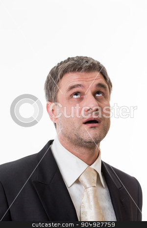 To use this stock image in your creative project, please select the size you need over to the right and click the "Add to Cart" button.
Your downloaded image will come with the Cutcaster watermark removed so don’t worry about the watermark you see on this page. Pensive boss. stock photo, Pensive boss. Clerk seeks to answer the question. by Denys