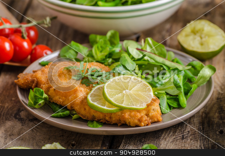 To use this stock image in your creative project, please select the size you need over to the right and click the "Add to Cart" button.
Your downloaded image will come with the Cutcaster watermark removed so don’t worry about the watermark you see on this page. True Viennese schnitzel stock photo, True Viennese schnitzel with little salad and lime, french fries and beautiful cherry tomatoes by Peteer