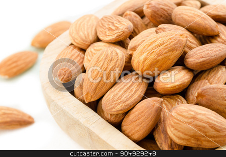 To use this stock image in your creative project, please select the size you need over to the right and click the "Add to Cart" button.
Your downloaded image will come with the Cutcaster watermark removed so don’t worry about the watermark you see on this page. Almonds. stock photo, Almonds in wooden bowl on white background. by Miss. PENCHAN PUMILA