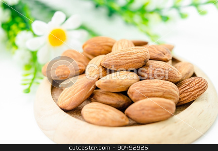 To use this stock image in your creative project, please select the size you need over to the right and click the "Add to Cart" button.
Your downloaded image will come with the Cutcaster watermark removed so don’t worry about the watermark you see on this page. Almond in wooden dish. stock photo, Almond in wooden dish with flower on white background. by Miss. PENCHAN PUMILA
