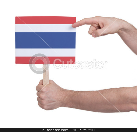 To use this stock image in your creative project, please select the size you need over to the right and click the "Add to Cart" button.
Your downloaded image will come with the Cutcaster watermark removed so don’t worry about the watermark you see on this page. Hand holding small card - Flag of Thailand stock photo, Hand holding small card, isolated on white - Flag of Thailand by michaklootwijk