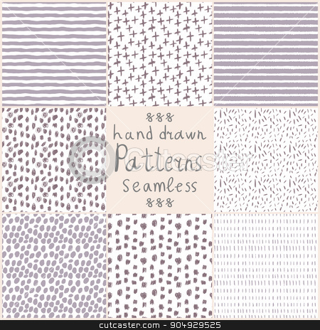 To use this stock image in your creative project, please select the size you need over to the right and click the "Add to Cart" button.
Your downloaded image will come with the Cutcaster watermark removed so don’t worry about the watermark you see on this page. Stock Vector hand drawn seamless patterns stock vector clipart, Stock Vector hand drawn seamless patterns . Set of 8 patterns by Amelisk