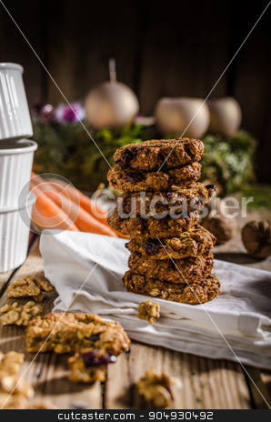 To use this stock image in your creative project, please select the size you need over to the right and click the "Add to Cart" button.
Your downloaded image will come with the Cutcaster watermark removed so don’t worry about the watermark you see on this page. Homemade Christmas cookies stock photo, Homemade Christmas cookies with nuts and carrots, with nuts inside and dried berries by Peteer