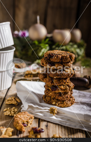 To use this stock image in your creative project, please select the size you need over to the right and click the "Add to Cart" button.
Your downloaded image will come with the Cutcaster watermark removed so don’t worry about the watermark you see on this page. Homemade Christmas cookies stock photo, Homemade Christmas cookies with nuts and carrots, with nuts inside and dried berries by Peteer