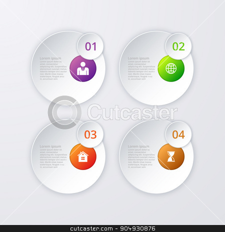 To use this stock image in your creative project, please select the size you need over to the right and click the "Add to Cart" button.
Your downloaded image will come with the Cutcaster watermark removed so don’t worry about the watermark you see on this page. Vector illustration of infographics four options stock vector clipart, Vector illustration infographics four circles. Stock vector by Amelisk