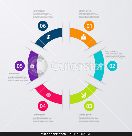 To use this stock image in your creative project, please select the size you need over to the right and click the "Add to Cart" button.
Your downloaded image will come with the Cutcaster watermark removed so don’t worry about the watermark you see on this page. Vector illustration infographics six options stock vector clipart, Vector illustration infographics six options. Stock vector by Amelisk