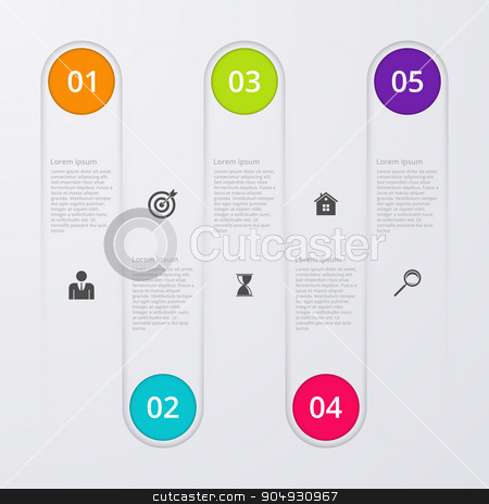To use this stock image in your creative project, please select the size you need over to the right and click the "Add to Cart" button.
Your downloaded image will come with the Cutcaster watermark removed so don’t worry about the watermark you see on this page. Vector illustration infographics stock vector clipart, Vector illustration infographic five options. Stock vector by Amelisk