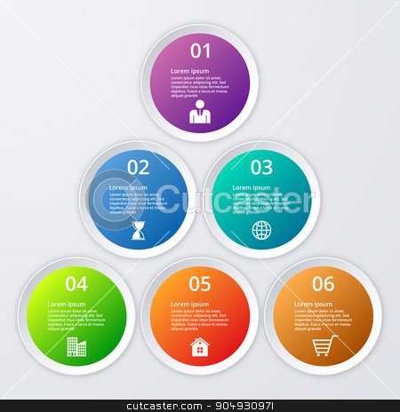 To use this stock image in your creative project, please select the size you need over to the right and click the "Add to Cart" button.
Your downloaded image will come with the Cutcaster watermark removed so don’t worry about the watermark you see on this page. Vector illustration infographics stock vector clipart, Vector illustration of circles infographics. Stock vector by Amelisk