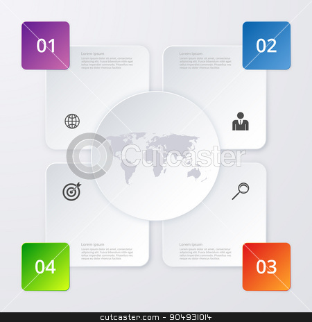 To use this stock image in your creative project, please select the size you need over to the right and click the "Add to Cart" button.
Your downloaded image will come with the Cutcaster watermark removed so don’t worry about the watermark you see on this page. Vector illustration infographics four options stock vector clipart, Vector illustration of four square infographics. Stock vector by Amelisk