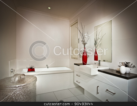 To use this stock image in your creative project, please select the size you need over to the right and click the "Add to Cart" button.
Your downloaded image will come with the Cutcaster watermark removed so don’t worry about the watermark you see on this page. Picture of a beautiful white washroom stock photo, Picture of a beautiful white washroom with a tub bath and a mirror by JRstock