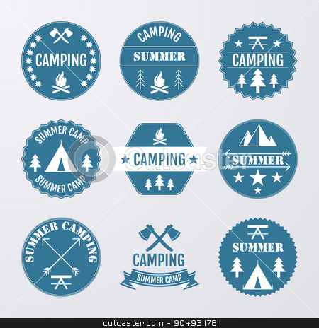 To use this stock image in your creative project, please select the size you need over to the right and click the "Add to Cart" button.
Your downloaded image will come with the Cutcaster watermark removed so don’t worry about the watermark you see on this page. Vector illustration set of logos stock vector clipart, Vector illustration set of logos on the theme of camping. by Amelisk