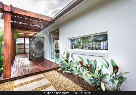 To use this stock image in your creative project, please select the size you need over to the right and click the "Add to Cart" button.
Your downloaded image will come with the Cutcaster watermark removed so don’t worry about the watermark you see on this page. Beautiful picture of lawn with wooden floor and garden stock photo, Beautiful picture of lawn with wooden floor and garden by JRstock