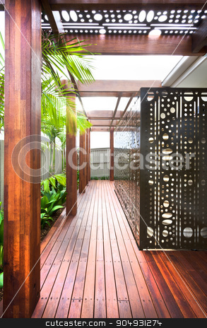 To use this stock image in your creative project, please select the size you need over to the right and click the "Add to Cart" button.
Your downloaded image will come with the Cutcaster watermark removed so don’t worry about the watermark you see on this page. A beautiful eye catching view of house lawn with wooden floor an stock photo, A beautiful eye catching view of house lawn with wooden floor and pillars and plants around it by JRstock
