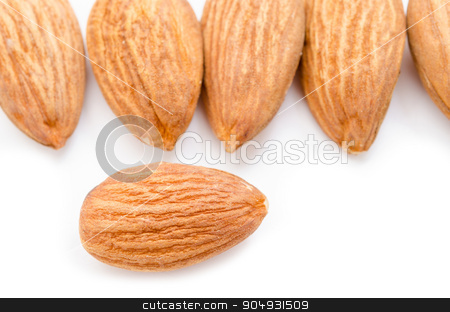 To use this stock image in your creative project, please select the size you need over to the right and click the "Add to Cart" button.
Your downloaded image will come with the Cutcaster watermark removed so don’t worry about the watermark you see on this page. Almond stock photo, Many raw almond on white background. by Miss. PENCHAN PUMILA