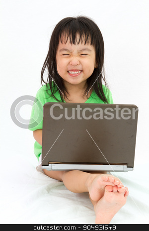 To use this stock image in your creative project, please select the size you need over to the right and click the "Add to Cart" button.
Your downloaded image will come with the Cutcaster watermark removed so don’t worry about the watermark you see on this page. Chinese little girl sitting on floor with laptop stock photo, Chinese little girl sitting on floor with laptop in plain isolated white background. by Tan Kian Khoon
