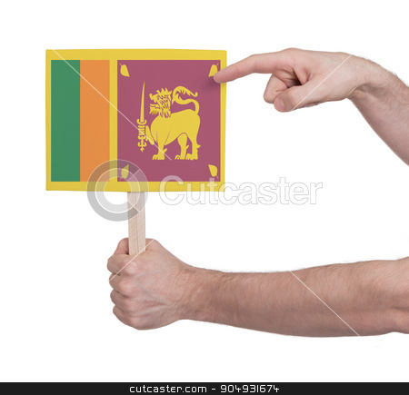 To use this stock image in your creative project, please select the size you need over to the right and click the "Add to Cart" button.
Your downloaded image will come with the Cutcaster watermark removed so don’t worry about the watermark you see on this page. Hand holding small card - Flag of Sri Lanka stock photo, Hand holding small card, isolated on white - Flag of Sri Lanka by michaklootwijk