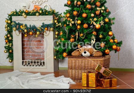 To use this stock image in your creative project, please select the size you need over to the right and click the "Add to Cart" button.
Your downloaded image will come with the Cutcaster watermark removed so don’t worry about the watermark you see on this page. festive Christmas tree stock photo, Celebratory New Year tree decorated with beautiful fur-tree toys and Christmas gifts in gift packages both celebratory boxes by zakharovaleksey