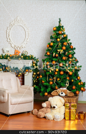 To use this stock image in your creative project, please select the size you need over to the right and click the "Add to Cart" button.
Your downloaded image will come with the Cutcaster watermark removed so don’t worry about the watermark you see on this page. festive Christmas tree stock photo, Celebratory New Year tree decorated with beautiful fur-tree toys and Christmas gifts in gift packages both celebratory boxes by zakharovaleksey