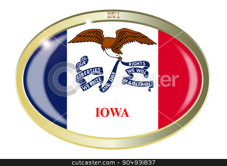To use this stock image in your creative project, please select the size you need over to the right and click the "Add to Cart" button.
Your downloaded image will come with the Cutcaster watermark removed so don’t worry about the watermark you see on this page. Iowa State Flag Oval Button stock vector clipart, Oval metal button with the Iowa flag isolated on a white background by Kotto