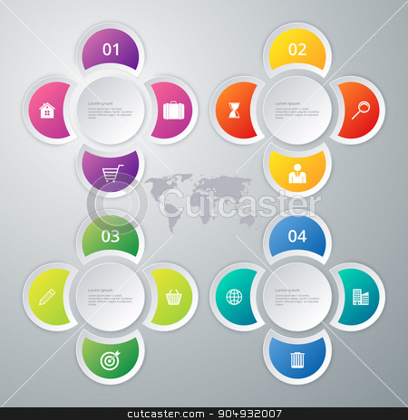 To use this stock image in your creative project, please select the size you need over to the right and click the "Add to Cart" button.
Your downloaded image will come with the Cutcaster watermark removed so don’t worry about the watermark you see on this page. Vector illustration infographics 4 options stock vector clipart, Vector illustration infographics 4 options. Stock vector by Amelisk