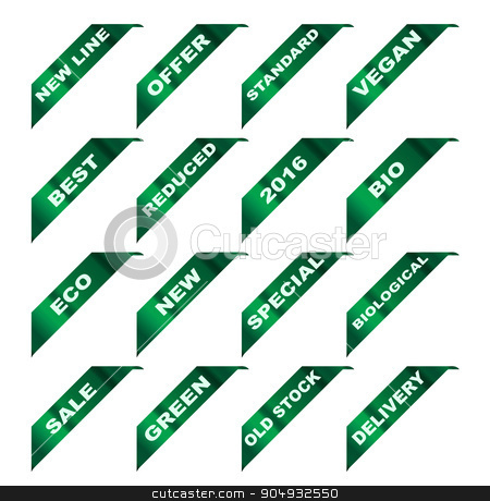 To use this stock image in your creative project, please select the size you need over to the right and click the "Add to Cart" button.
Your downloaded image will come with the Cutcaster watermark removed so don’t worry about the watermark you see on this page. Eco Vegan Ribbon Corners stock vector clipart, A colection of page corner curls by Kotto