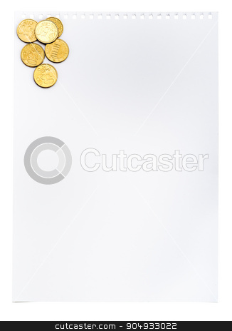 To use this stock image in your creative project, please select the size you need over to the right and click the "Add to Cart" button.
Your downloaded image will come with the Cutcaster watermark removed so don’t worry about the watermark you see on this page. Piece of paper with coins stock photo, Piece of paper with coins on isolated white background by cherezoff