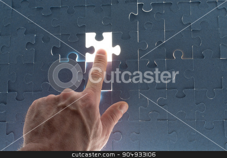 To use this stock image in your creative project, please select the size you need over to the right and click the "Add to Cart" button.
Your downloaded image will come with the Cutcaster watermark removed so don’t worry about the watermark you see on this page. Missing jigsaw puzzle piece with light glow stock photo, Missing jigsaw puzzle piece with light glow, for completing the final puzzle piece by cherezoff