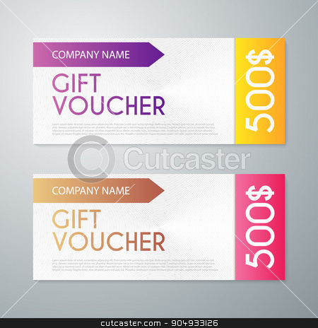 To use this stock image in your creative project, please select the size you need over to the right and click the "Add to Cart" button.
Your downloaded image will come with the Cutcaster watermark removed so don’t worry about the watermark you see on this page. Vector illustration gift voucher template stock vector clipart, Vector illustration gift voucher template. Stock vector by Amelisk