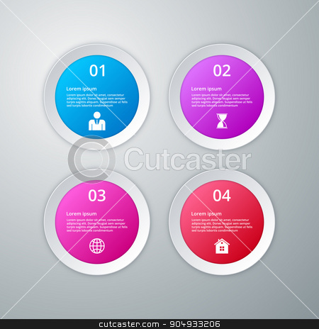 To use this stock image in your creative project, please select the size you need over to the right and click the "Add to Cart" button.
Your downloaded image will come with the Cutcaster watermark removed so don’t worry about the watermark you see on this page. Vector illustration infographics four circles stock vector clipart, Vector illustration infographics four circles. Stock vector by Amelisk