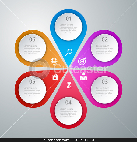 To use this stock image in your creative project, please select the size you need over to the right and click the "Add to Cart" button.
Your downloaded image will come with the Cutcaster watermark removed so don’t worry about the watermark you see on this page. Vector illustration infographics six options stock vector clipart, Vector illustration infographics six options. Stock vector by Amelisk