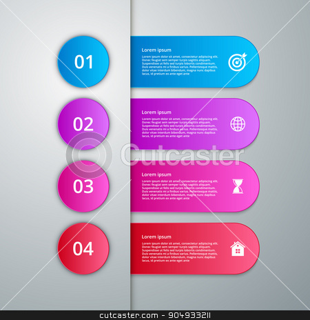 To use this stock image in your creative project, please select the size you need over to the right and click the "Add to Cart" button.
Your downloaded image will come with the Cutcaster watermark removed so don’t worry about the watermark you see on this page. Vector illustration infographics four options stock vector clipart, Vector illustration infographics four options. Stock vector by Amelisk