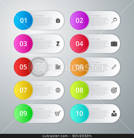 To use this stock image in your creative project, please select the size you need over to the right and click the "Add to Cart" button.
Your downloaded image will come with the Cutcaster watermark removed so don’t worry about the watermark you see on this page. Vector illustration infographics ten options stock vector clipart, Vector illustration infographics ten options. Stock vector by Amelisk