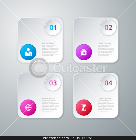 To use this stock image in your creative project, please select the size you need over to the right and click the "Add to Cart" button.
Your downloaded image will come with the Cutcaster watermark removed so don’t worry about the watermark you see on this page. Vector illustration infographics four options stock vector clipart, Vector illustration infographics four options. Stock vector by Amelisk