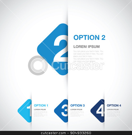 To use this stock image in your creative project, please select the size you need over to the right and click the "Add to Cart" button.
Your downloaded image will come with the Cutcaster watermark removed so don’t worry about the watermark you see on this page. numbered option background stock vector clipart, numbered option background by jameschipper