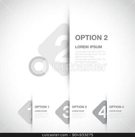 To use this stock image in your creative project, please select the size you need over to the right and click the "Add to Cart" button.
Your downloaded image will come with the Cutcaster watermark removed so don’t worry about the watermark you see on this page. numbered option background stock vector clipart, numbered option background by jameschipper